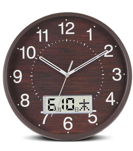 Amazon.co.jp: 掛け時計 電波時計 温度・湿度・日付・曜日表示 33cm